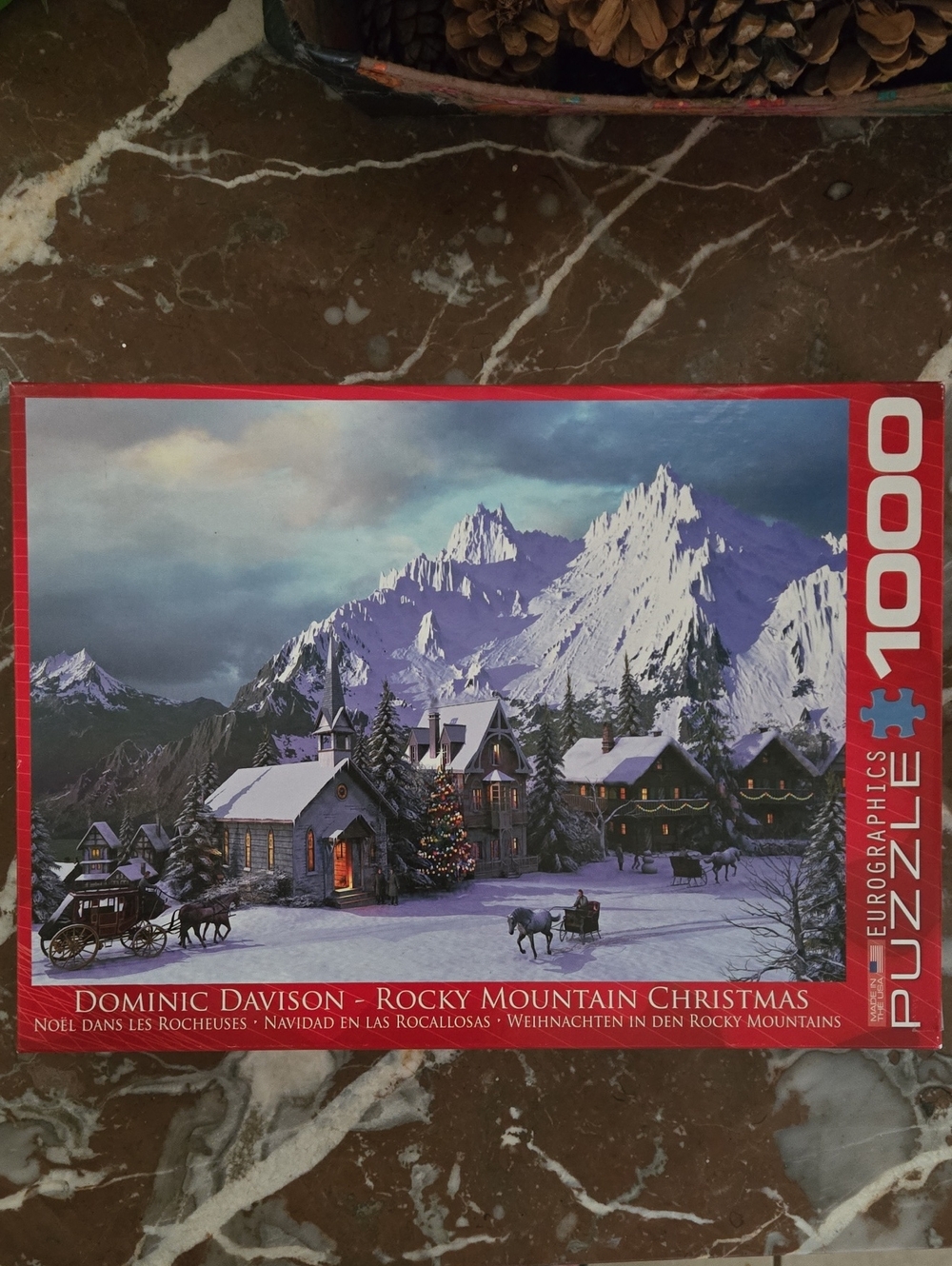 Dominic Davison Rocky Mountain Christmas 1000-Piece Puzzle (Red Accent)